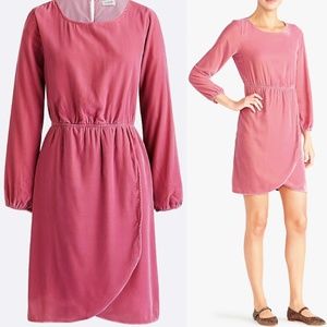 J Crew Velvet Velour Tulip-Hem Long Sleeve Dress